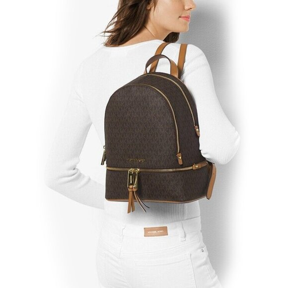 Michael Kors Rhea Medium Backpack – Black/Light Cream
